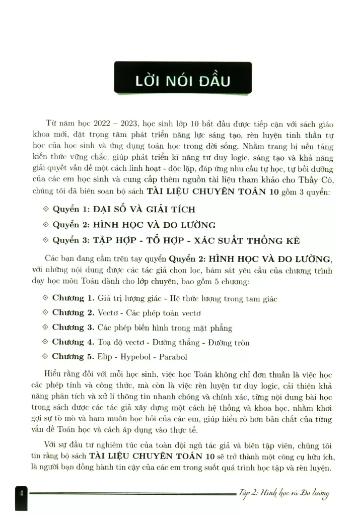 TÀI LIỆU CHUYÊN TOÁN 10 - QUYỂN 2: HÌNH HỌC VÀ ĐO LƯỜNG (Có lời giải, hướng dẫn, đáp án)